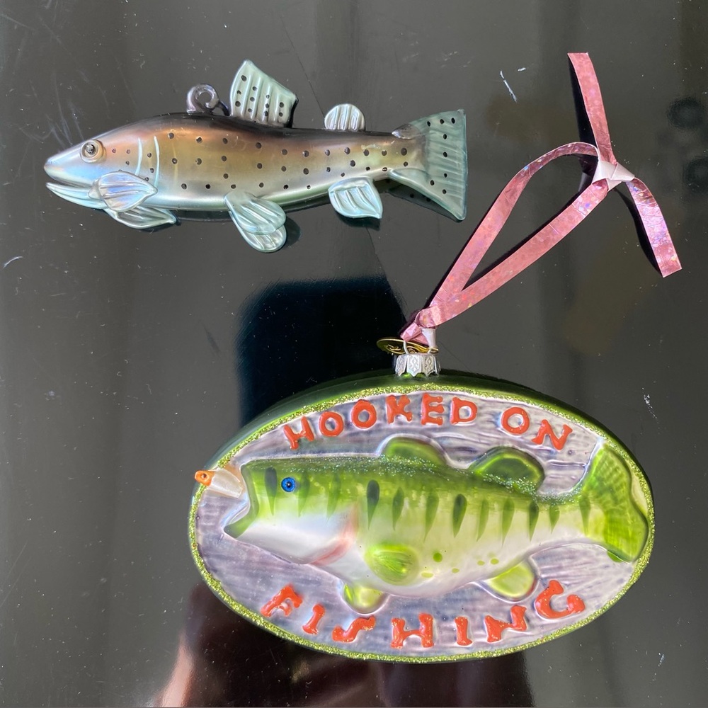 (2) Fish Ornaments. Glass.